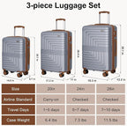 Romswi Luggage Sets 3 Piece Expandable PC+ABS Suitcases, Durable Hardshell - Image 8