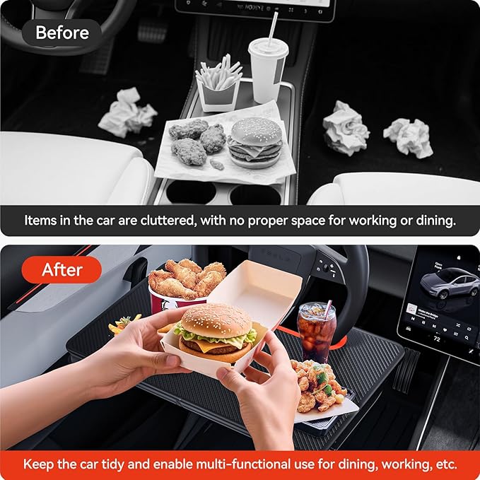 YONZEE 2-in-1 Car Steering Wheel Desk Tray & Car Seat Gap Filler Organizer – - Image 7