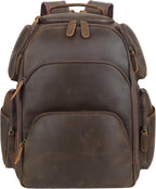 TIDING Vintage Full Grain Leather 16 Inch Laptop Backpack by TIDING