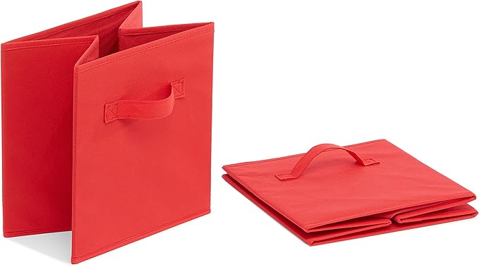 Amazon Basics Cube Organizer Storage Bins Handles, Collapsible Fabric, - Image 4