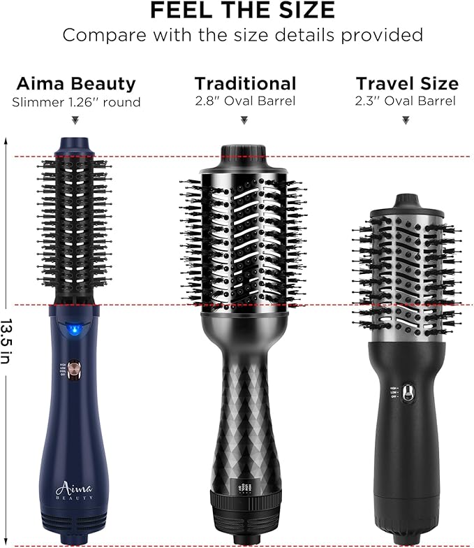Hair Dryer Brush, Aima Beauty 4-in-1 Upgrade Hot Air Straightener Curler Function for Women, Hair Styling Tools, Prussian Blue-Round
