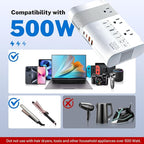 DOACE 500W Universal Travel Adapter 220V to 110V Voltage Converter, Pure Sine - Image 3