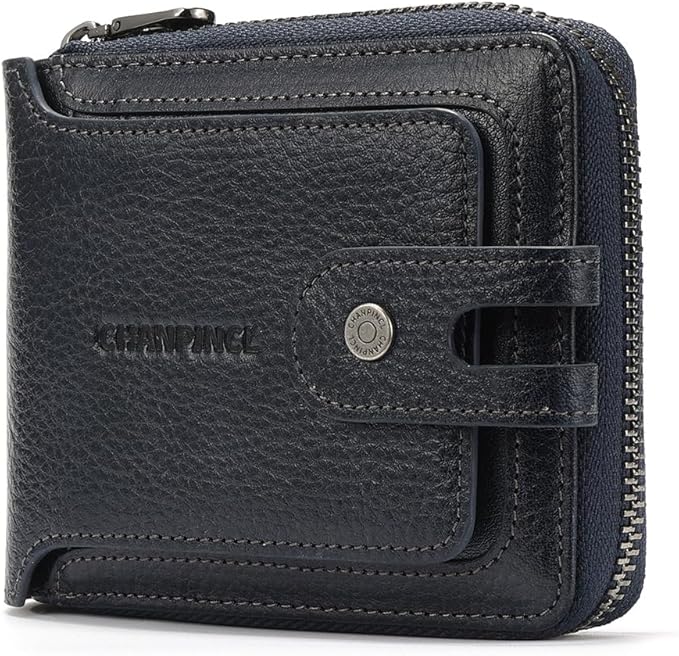 Men's brand buckle driver's license zipper genuine leather wallet, large by Alwaysoneoptionfitforyou