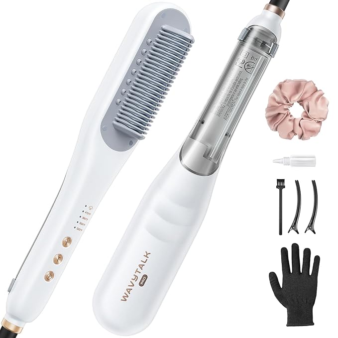 Wavytalk Pro Steam Hair Straightener Brush, Steamline Pro 3 in 1 Straightening Brush, Steam Reduces Damage, Nourishes Hair, and Expedites Straightening