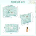 Makeup Bag 3 PCS Quilted Cosmetic Bags - Image 4