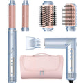 Hot Air Multi-Styler - 5 in 1 Professional Hair Wrap Styler Set with Air Curlers, Hair Dryer Brush, Straightener, Concentrator for Fast Drying Curling Straightening, Travel Case Included
