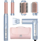 Hot Air Multi-Styler - 5 in 1 Professional Hair Wrap Styler Set with Air Curlers, Hair Dryer Brush, Straightener, Concentrator for Fast Drying Curling Straightening, Travel Case Included