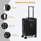 26 Inch Checked Luggage with Spinner Wheels, No Zipper Aluminum Frame Hard - Image 6