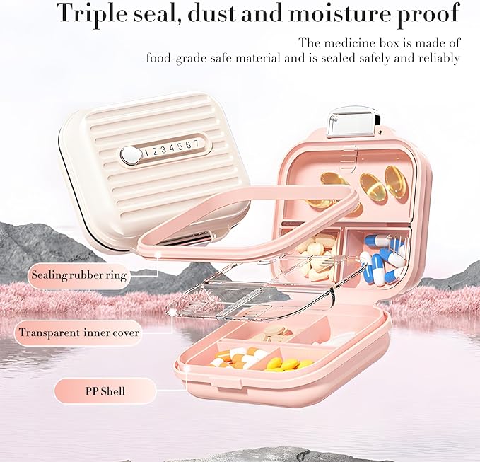 Travel Pill Organizer Box with Medicine Labels, 7 Compartments Portable Pill - Image 6