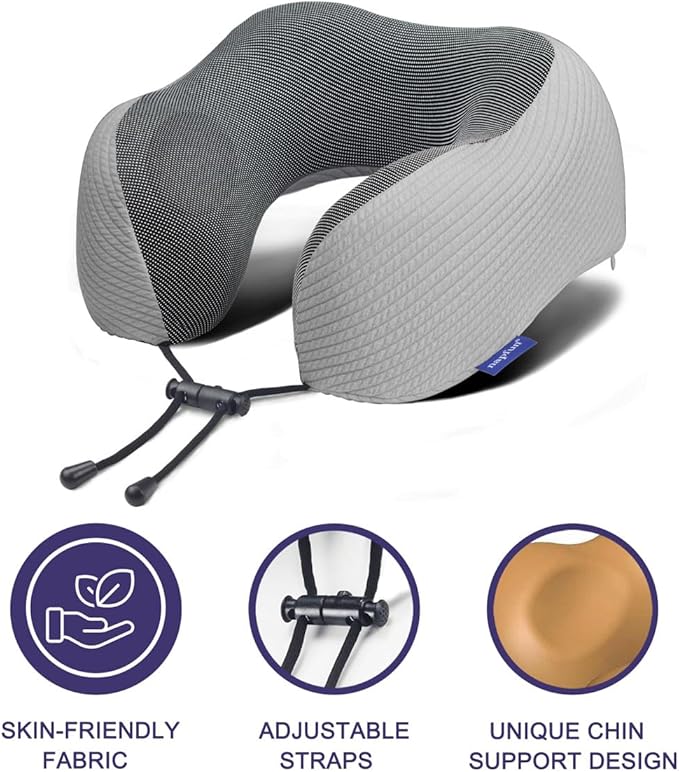 napfun Neck Pillow for Traveling, Upgraded Travel Neck Pillow for Airplane 100% - Image 3