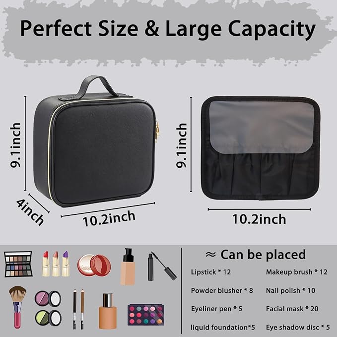 Makeup Bag with Led Mirror, Travel Makeup Organizer with 3 Color Setting - Image 2
