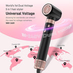 MESCOMB Dual Voltage Hot Air Styler Wrap - 5 in 1 Hair Dryer Brush with Fast Drying Blow Dryer, Styling, Straightening & Volumizing with Travel Bag (100V–240V) -Black + Pink