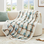 PU MEI Super Soft Faux Rabbit Fur Sherpa Fleece Throw Blanket, Reversible by HOME
