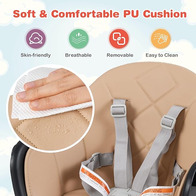 HONEY JOY Baby High Chair, 6 in 1 Convertible Wooden Highchair - Image 7