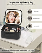 Makeup Bag With LED Mirror, Travel Makeup Case with Light up Mirror Large - Image 9