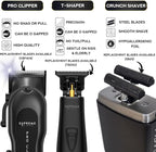 Supreme Trimmer 3-in-1 Barber Bundle | Pro Clipper Lite, T-Shaper Trimmer & Crunch Foil Shaver | Professional Beard Trimmer Men’s Hair Clipper Kit | Black