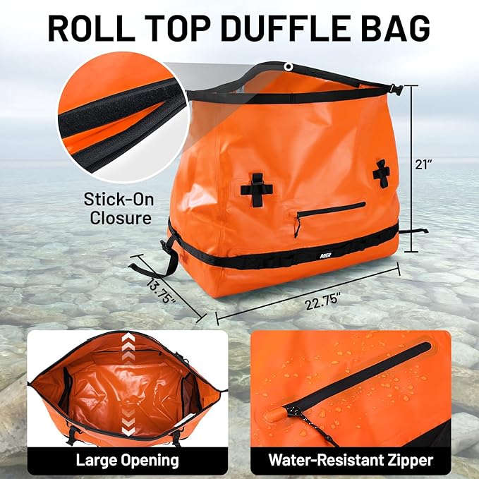 MIER Large Waterproof Duffel Bag Rolltop Dry Backpack Duffle Bags - Image 3