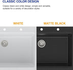 Dcolora White Granite Composite Kitchen Sink Drop In, 33x22 Large Single Bowl - Image 8