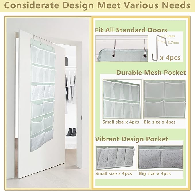 Over the Door Organizer with 4 Kinds of Pockets, Behind Door Shoes Rack - Image 7