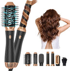 6 in 1 Hair Dryer Brush, Upgrade Detachable Blow Dryer Brush Air Styler Wrap Air Curler, Curly Twist Hot Curling Iron, Negative Ion Blow Dryer Hot Styler, Travel Hair Styling Tool