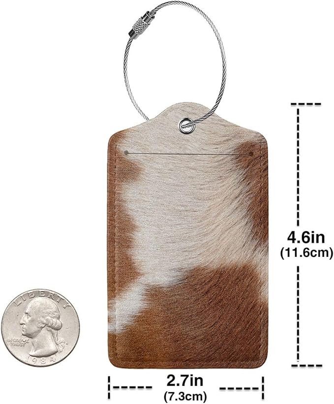 2 Pcs Funny Brown Cowhide Pattern Luggage Tag - Image 2