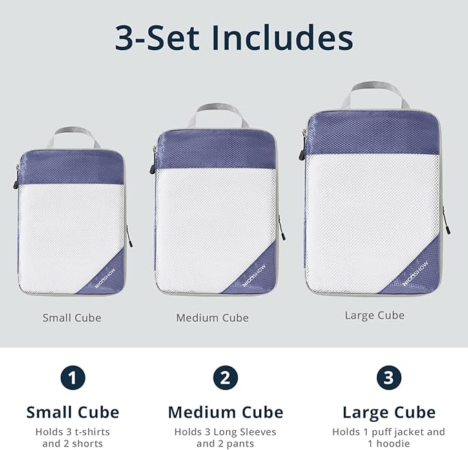 Compression Packing Cubes 3 Set, Compressible Space-Saving Packing Cubes - Image 3