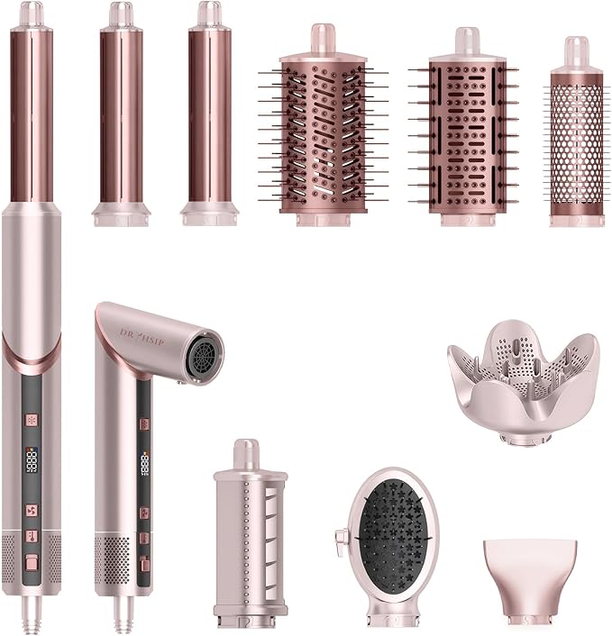 9 in 1 Wrap Air Hair Styler & Blow Dryer Brush - 110,000 RPM High-Speed, Foldable Ionic Hot Air Styler for Fast Drying, Volumizing & Curling, Multi-Styling Tool (Holiday Gifts for Women)
