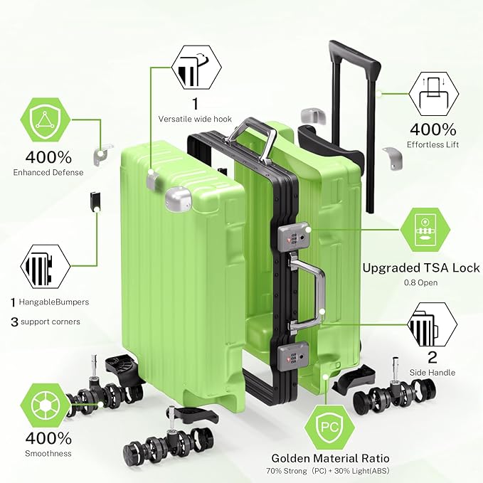 Krute Luggage 24 Inch Aluminum Frame Zipperless Suitcase - Image 5
