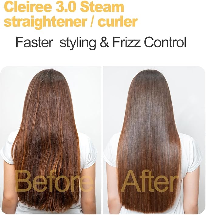 Steam Flat Iron and Culur - 1.25 Inch Hair Straightener for All Hair Types, Adjustable Temp 284°F-410°F, Fast Heat Up in 30 Sec (Black)