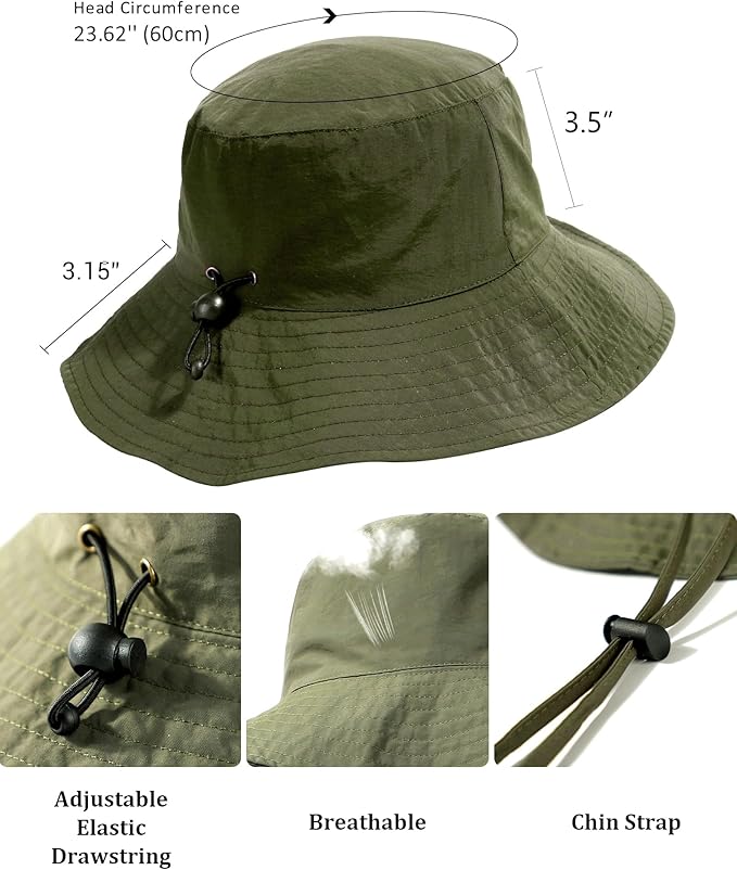 Water-Resistant Sun UPF 50+ Bucket Hat Protection Packable Brimmed Boonie - Image 6