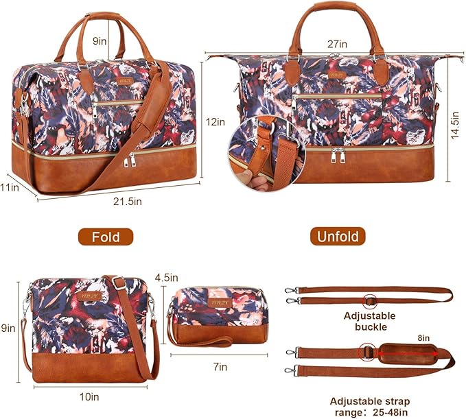 Weekender Bag for Women, Travel Duffel Bag Carry On Overnight Bag - Image 7