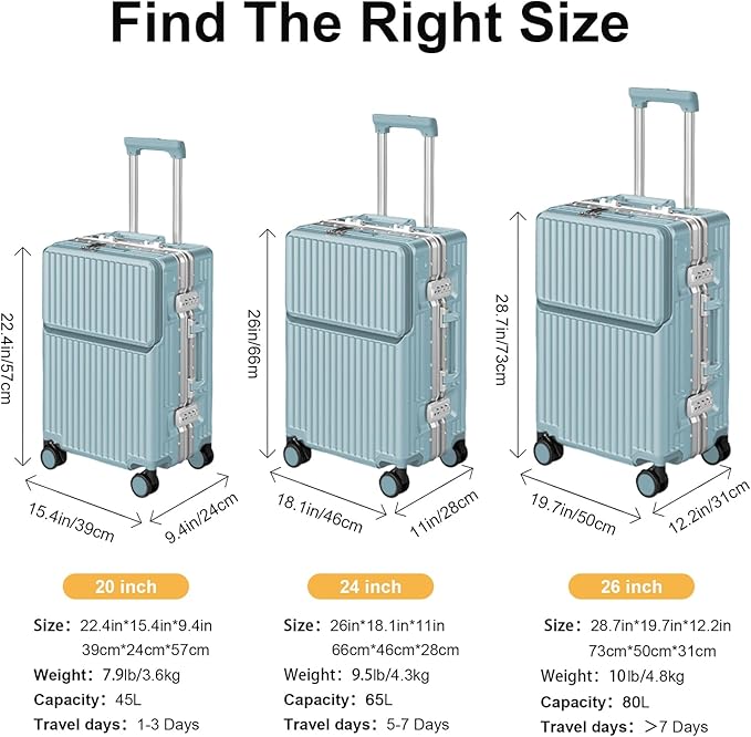 Hard Shell Luggage 28 Inch Travel Luggage, Carry-On Luggage Spinner TSA - Image 8