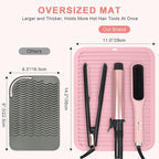 Oversize Silicone Heat Resistant Mat, Professional Hot Hair Tools Mat for Curling Iron, Flat Iron, Hair Straightener, Portable Hot Pad Cover with Velcro for Travel Home Salon(14.2" x 11.0")