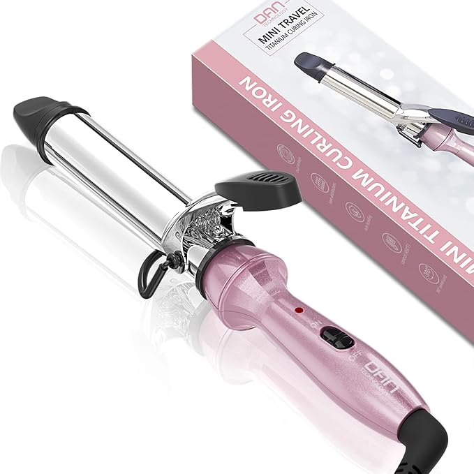 Dual Voltage Mini Curling Iron with Nano-Titanium Barrel - Travel Size, 1 inch for Short Hair, Up to 450°F with 30s Fast Heating