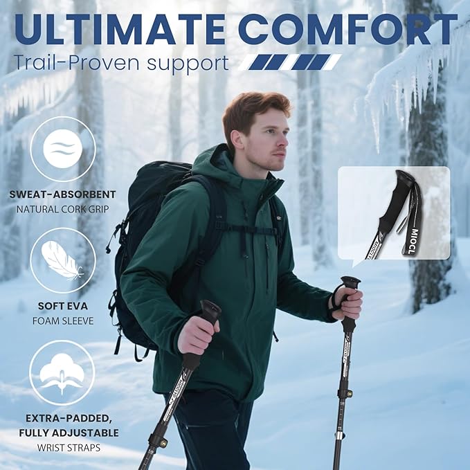 Collapsible Hiking Poles, 7075 Aluminum Trekking Poles, Walking Sticks - Image 2