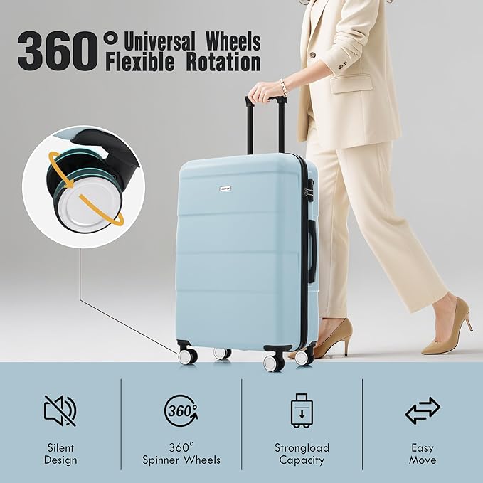 Merax Luggage Sets of 3 Piece Carry on Suitcase Airline Approved, Hardcase - Image 3