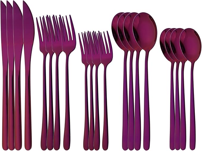 20 Pieces Silverware Set 304 Stainless Steel, Healthy & Eco-Friendly Silver by Uniturcky