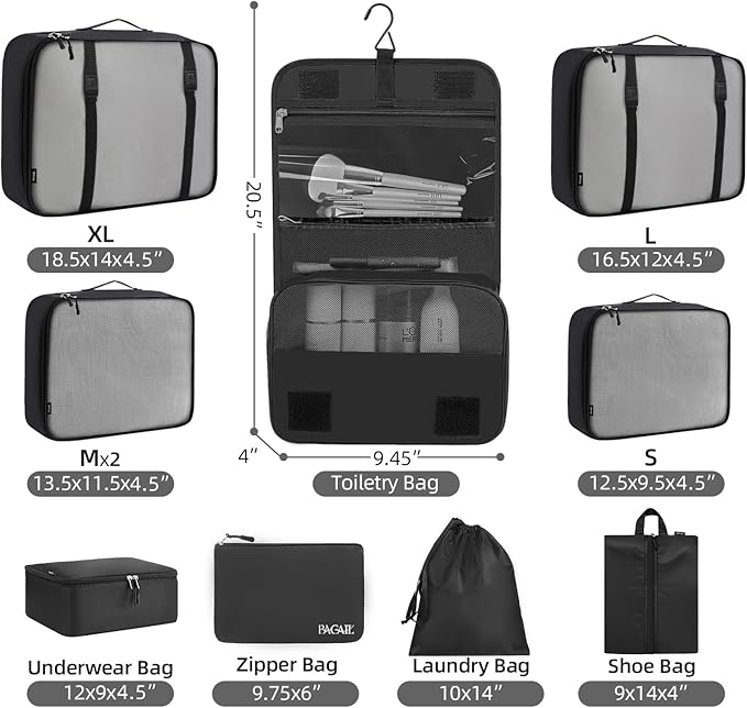 BAGAIL 6 Set/8 Set/10 Set Packing Cubes Various Sizes Packing Organizer - Image 2