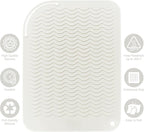 12" X 9" Large Heat Resistant Silicone Mat for Hair Styling Tools, Curling Iron Mat, Flat Iron Holder, Hair Straightener Pad Cover, Makeup Mat, Hot Tools Mat for Travel Vanity Salon - Ivory
