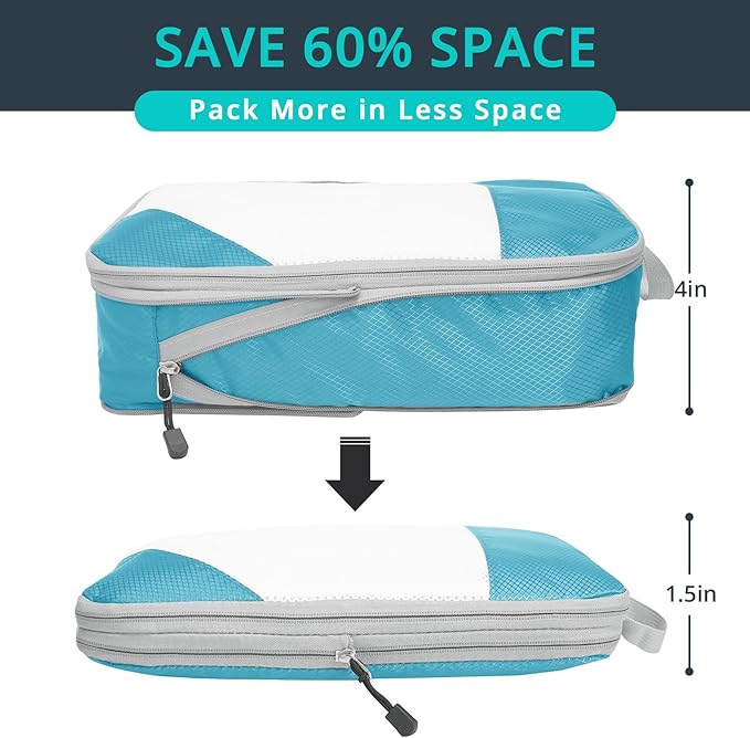 Compression Packing Cubes 6 Set, Compressible Space-Saving Packing Cubes - Image 2