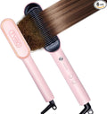 TYMO Ring Hair Straightener Brush – Hair Straightening Iron with Built-in Comb, 20s Fast Heating & 5 Temp Settings & Anti-Scald, Perfect for Professional Salon at Home, Sakura Pink