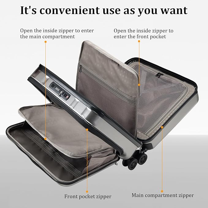 16 Inch Carry On Luggage with 2 Compartments - Image 5