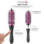 Round Brush Set for Blow Drying - Round Hair Brush Set with Detachable Barrels Styling Tool, Roller with 6 Barrels 1 Handle 6 Clips, 3 Different Hair Rollers to Create Your Hairstyle - Purple Black