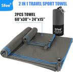 Sfee 2 Pack Microfiber Travel Towel, Quick Dry Camping Towel Large Beach Towel - Image 3