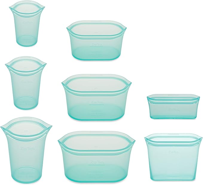 Zip Top Reusable Food Storage Bags | Full Set of 8 | Silicone Meal Prep - Image 2