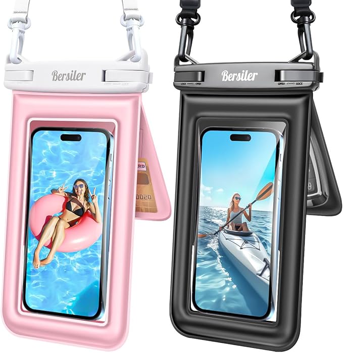 [Floatable 2 Pack Floating Waterproof Phone Pouch Case Up to 8.5", IPX8 by BERSILER