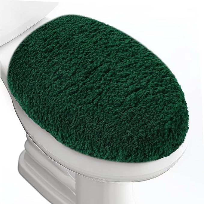 Microfiber Elongated Toilet Seat Cover 19.5"x 15" Machine Washable Solid Toilet by Baahrnom