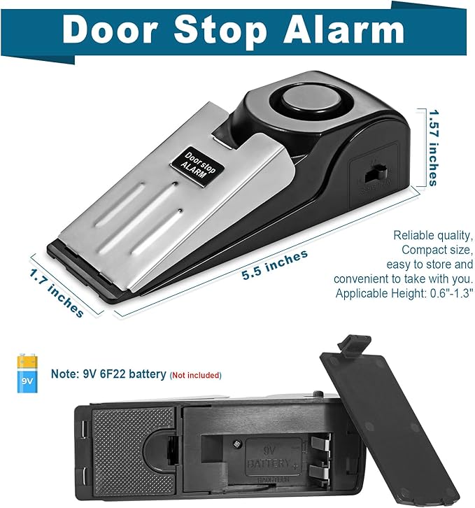 Upgraded Portable Door Lock & Door Stop Alarm, TOWODE Dual Protection Security - Image 3