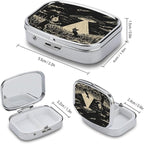 Metal 2 Compartment Pill Organizer Travel Friendly Portable Compact Pill Box - Image 2