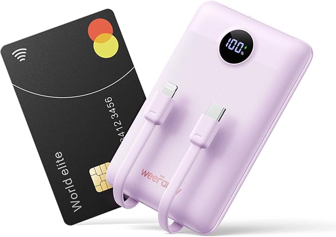 Mini Portable Charger with Built-in Cables 22.5W Fast Charging Power Bank USB-C by WeeFancy